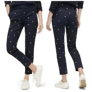 J.CREW NWOT Women’s Vintage Straight Pant In Polka-Dot Stretch Chino In Navy-28